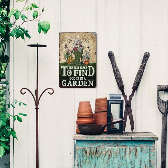 Cute Funny Garden Decor Gardening Gifts for Gardeners Spring Farmhouse decor Patio Signs Fence Decor Vintage Signs for Outside