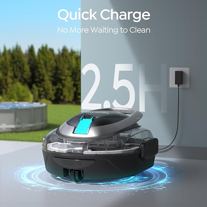 [2026 New] TALOSBO S2 Robotic Pool Cleaner – Dual-Layer Filtration, 90-Min Runtime, Powerful Cordless Pool Vacuum for Above-Ground & Flat Pools, Efficient Debris Removal & Auto-Parking Design