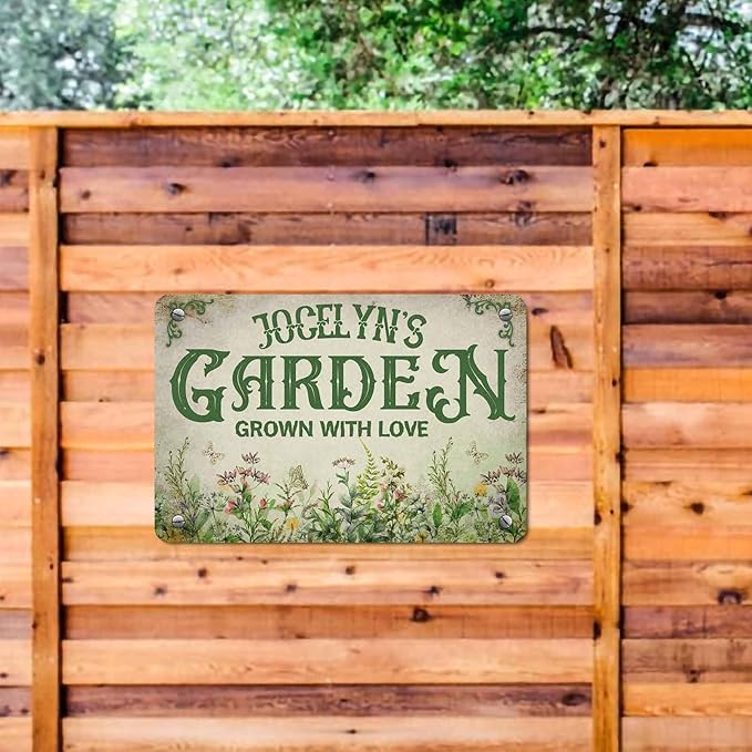 Personalized Metal Signs with Name Made in USA Custom Vintage Garden Sign Waterproof Vintage Decorative Metal Print for Wall Decor Customized Home Garden Ideas Gifts Artwork Prints for Yard Ourdoor