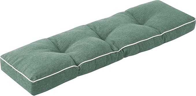 Bench Cushion, 36 x 14 Inch Patio Furniture Cushions with Durable Ties, Soft Memory Foam Bench Cushions for Indoor/Outdoor Furniture with Non-Slip Bottom, Kitchen&Dining, Green