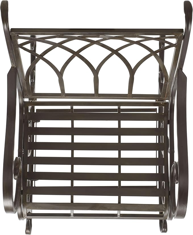 SAFAVIEH Outdoor Collection Medrano Victorian Rustic Brown Wrought Iron Rocking Chair