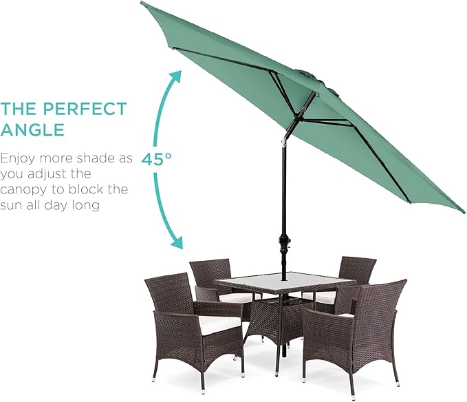 Best Choice Products 10ft Outdoor Steel Polyester Market Patio Umbrella w/Crank, Easy Push Button, Tilt, Table Compatible