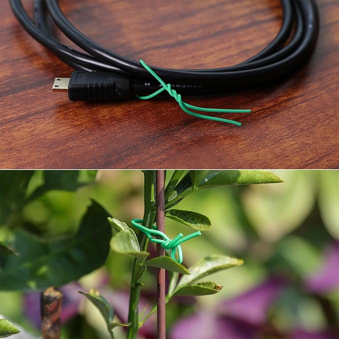 Tangyinrd 200 Pcs 6 inch Garden Twist Tie, Round Plastic Twist Ties for Plants, Vines and Wrapping Cords or Christmas Tree Gardening Plants Growth and Care, Office Home Cable Organization (Green)