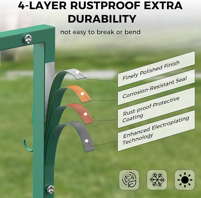 Garden Hose Holder with 2 Tool Hooks Heavy-Duty Freestanding Water Hose Holder Holds 160Ft Hoses, Rustproof Freestanding Hose Stand with 4 Spikes Hose Hanger Storage Reel Rack for Outside, Yard, Lawn
