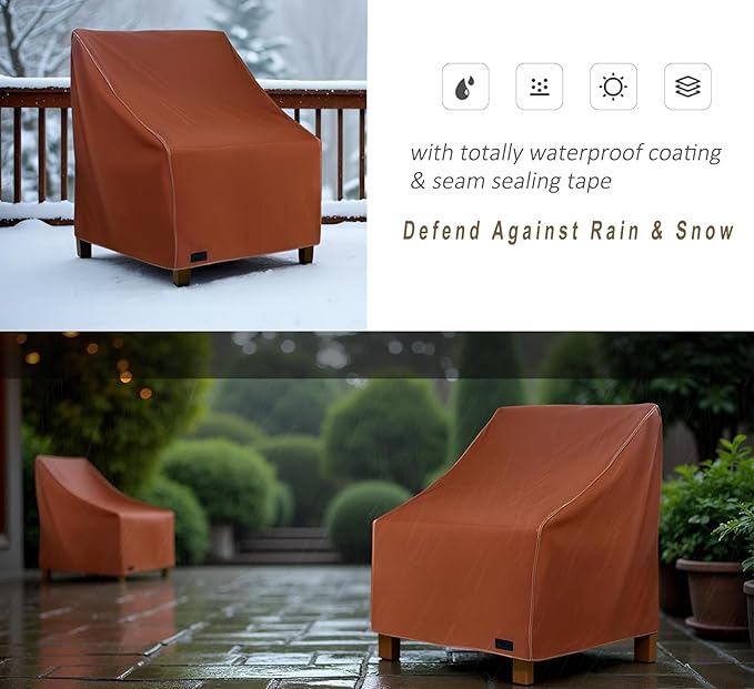 NettyPro Patio Chair Covers Waterproof for Outdoor Furniture 2 Pack, Lawn Lounge Deep Seat Dining Chair Covers Small, 28W x 30D x 28H inches, Brown