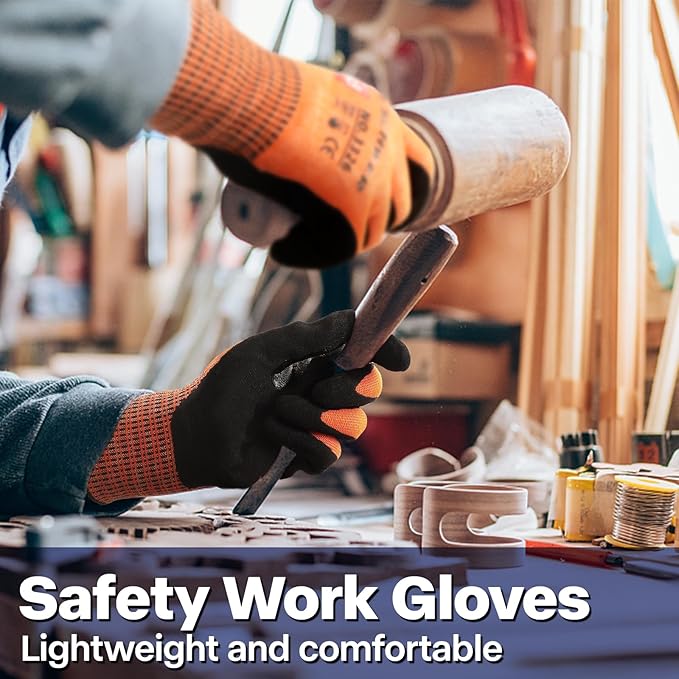 Schwer 12 Pairs ProGuard Highest Level Cut Resistant Work Gloves PR3326 for Extreme Protection，ANSI A9 Cut Gloves with Reinforced Thumb, Non Slip, Breathable, Durable, Touch-screen, Orange XL