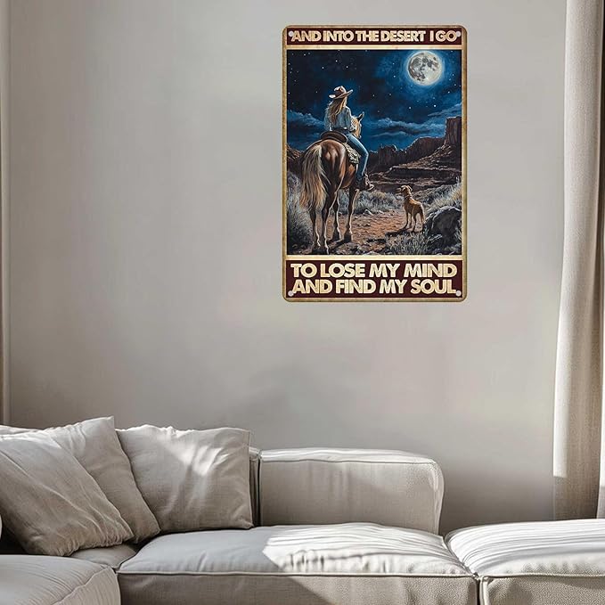 And Into The Desert I Go to Lose My Mind Vintage Metal Signs Funny Tin Sign Retro Indoor Outdoor Wall Decor for Home Office Bar Cafe Pub Garden Yard Garage 8×12 Inch