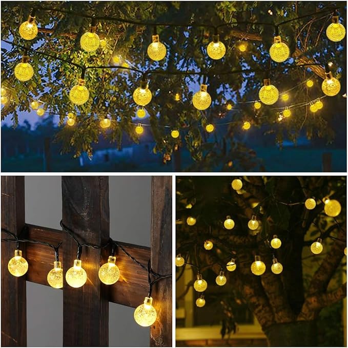 Toodour Solar String Lights Outdoor, 56ft 100 LED Globe String Lights with 8 Modes, Waterproof Solar Powered Patio Lights for Garden, Lawn, Gazebo, Porch, Yard, Wedding, Party Decor - Warm White