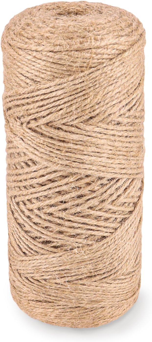 ZUFECY 656FT Natural Jute Twine String - 2mm Heavy Duty Brown Rope for Climbing Plants Support, Camping Gear, Gardening Crafts, Secure Gift Wrapping