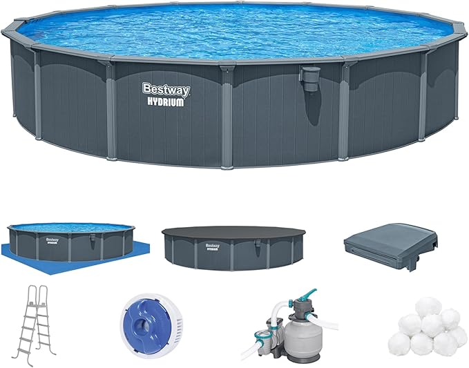 Bestway Hydrium 24' x 52" Round Steel Wall Above Ground Pool Set