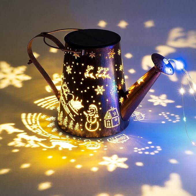 Solar Lights Outdoor Garden Decorations,Watering Can Landscape Light Large Hanging Waterfall Lantern ,Outside Waterproof Patio Decor Perfect Gardening Christmas Gift