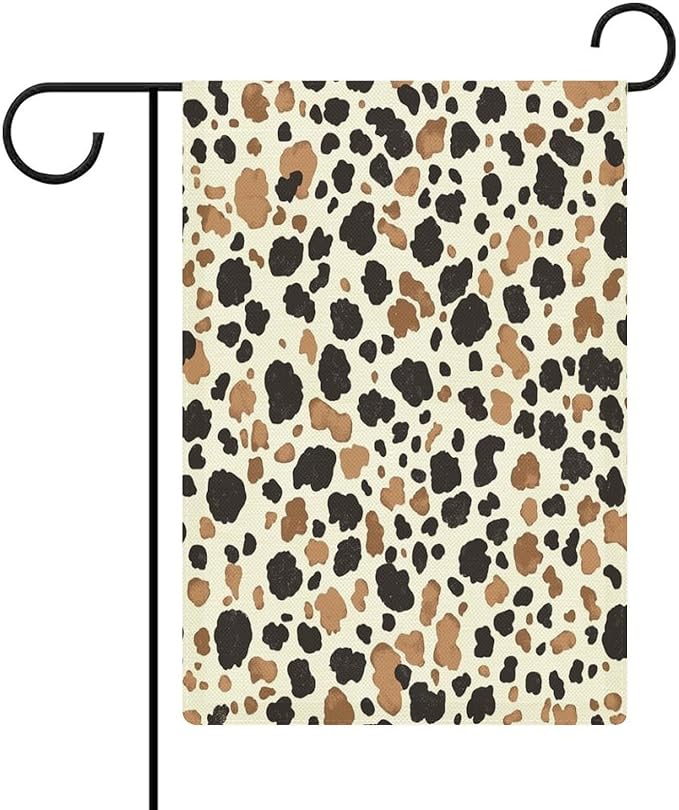 Cow Print Welcome Garden Flag 12x18 Double Sided Cow Print Farmhouse Rustic Outdoor House Flags Yard Flag Seasonal Yard Decoration