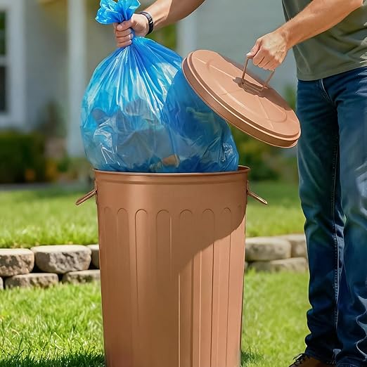 Plexon Large Metal Trash Can with Lid 20 Gallon, Decorative Outdoor Trash Can Heavy Duty Galvanized Metal Bucket with Lid for Garage Workshop Ash Storage Farmhouse, Copper 6 Pack