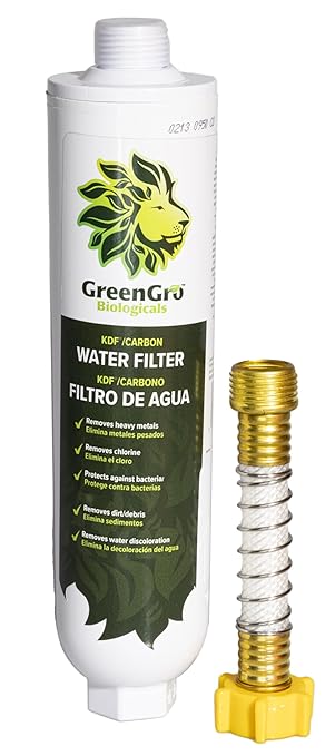GreenGro Large Capacity Water Filter for Garden & Water Hoses - Removes Calcium, Chloramine, Chlorine, Heavy Metals/Pond Dechlorinator/Organic Gardening/Hydroponic Reservoir & Tank