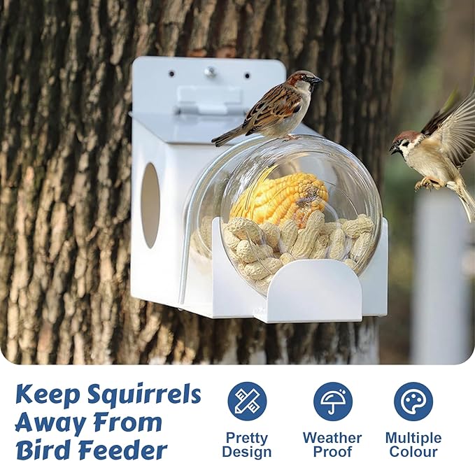 Metal Squirrel Feeder, Hanging Squirrel Feeders for Outside, Heavy-Duty Rust-Resistant Picnic Table with Anti-Bird Design - Fits Corn, Peanuts, Seeds - Stronger Than Wooden Feeders