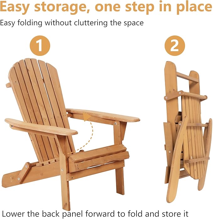 PayLessHere Adirondack Chairs, Weather Resistant Patio Chairs with Pinewood Wooden Textured for Patio Lawn Garden Backyard Deck Pool Beach Fire Pit