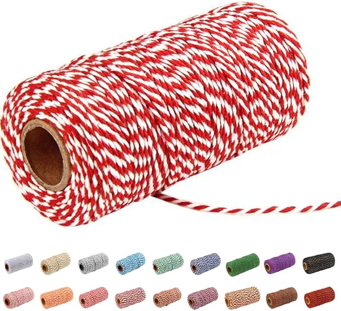 Twine String,328Ft twine rope,2mm Twine for Crafts, Art, Gardening Plants, Gift Wrapping,Home Wedding Christmas Decor(Red white)