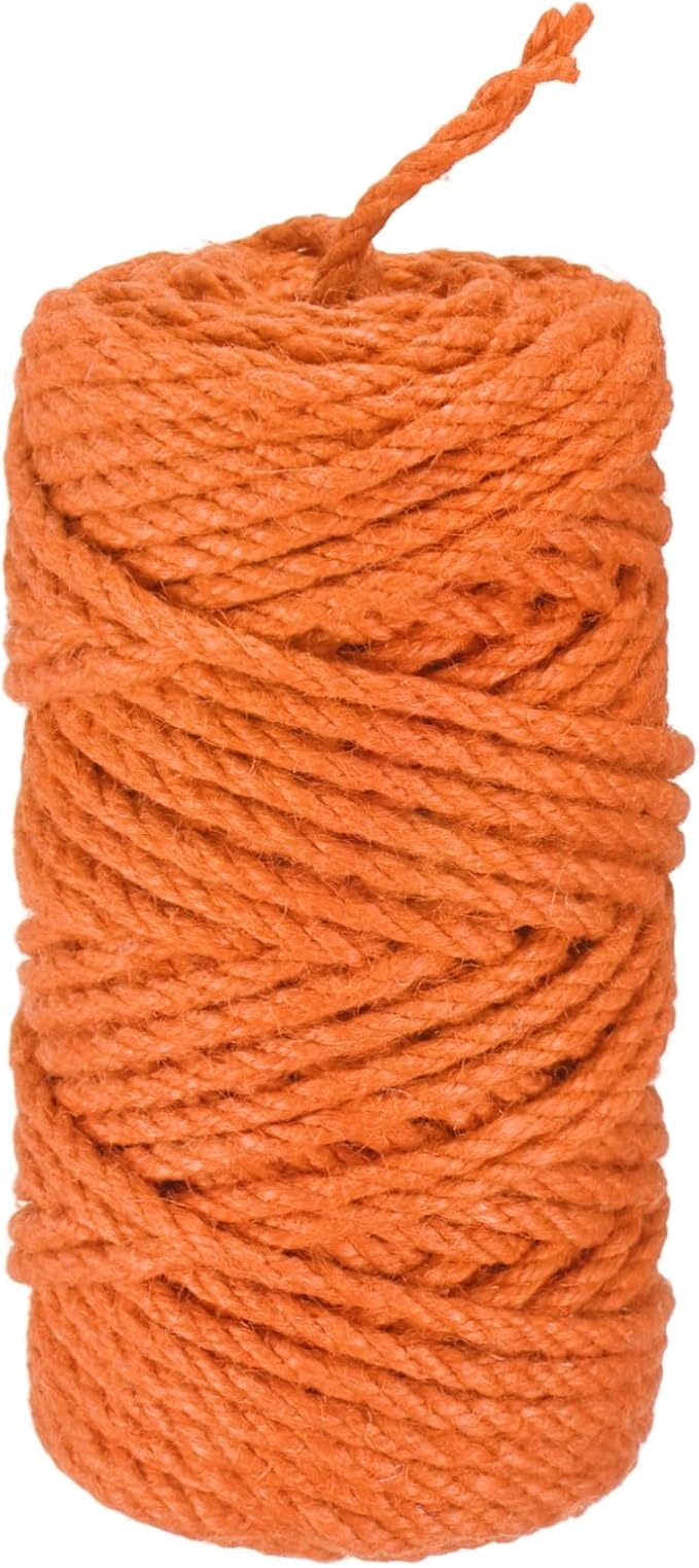 1-Pack Natural Jute Twine String, 4.5mm x 164ft/50m Long Garden Twine String for Crafts/Gift Wrapping/Gardening Plants, Durable Plant Ties Thick Rope [Orange]