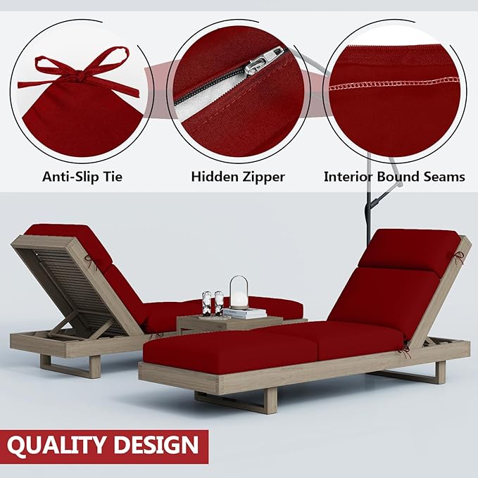 4 Pcs Chaise Lounge Cushions Outdoor, 80 x 26 x 4 Inch Lounge Chair Cushions for Outdoor Furniture - Waterproof Lounge Patio Replacement Cushion, 4In Fade-Resistant ThickPatio Chaise Lounge Cushion