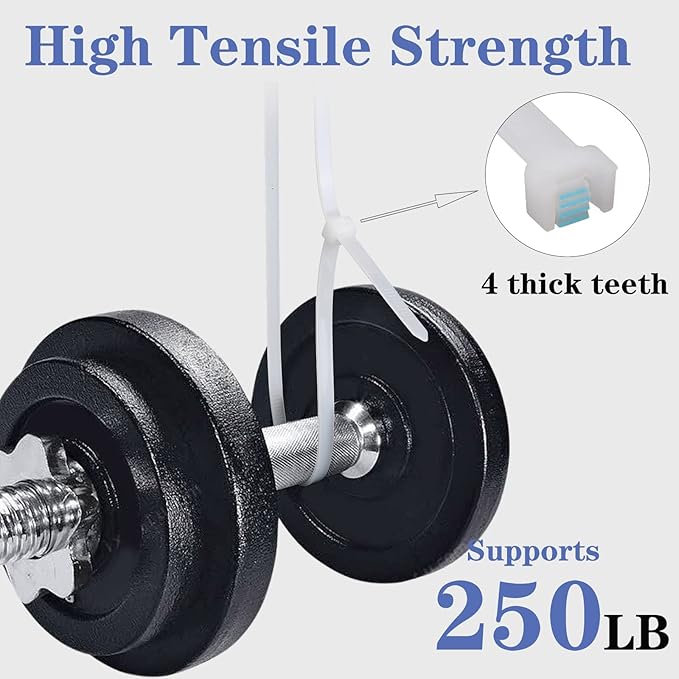 Extra Wide Zip Ties 24 inch, Strong Large Zip Ties Heavy Duty with 250 lbs, Long Big Industrial Wire Tie, Thick White Cable Tie for Outdoor,12 PCS