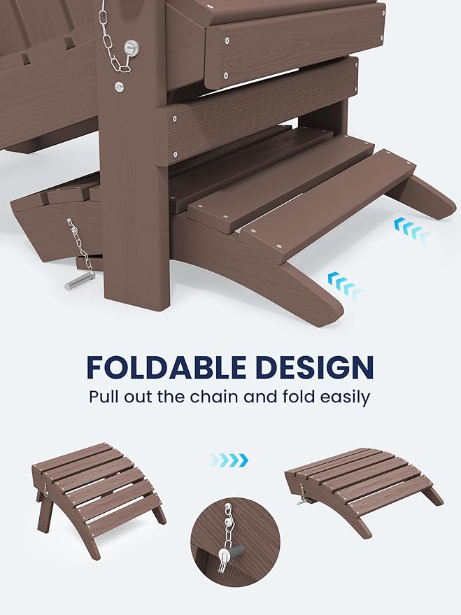 KINGYES Folding Adirondack Ottoman for Adirondack Chair, Coffee