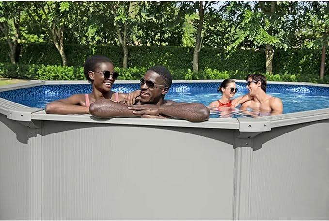 Bestway Hydrium 20' x 12' x 48" Above Ground Pool, Oval Steel Side Wall Frame Outdoor Swimming Pool Set with Sand Filter Pump, Ladder & Accessories