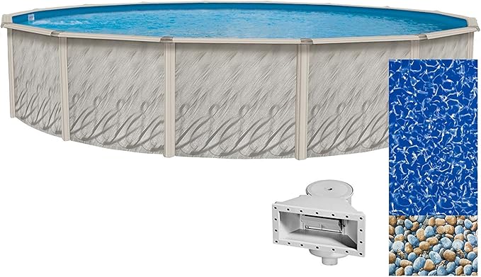 Lake Effect Pools 'Meadows Reprieve' 24' Round Above Ground Swimming Pool | 52" Inch Height | Resin Protected Steel Sided Walls | Includes a Bedrock Overlap Pool Liner and Widemouth Skimmer