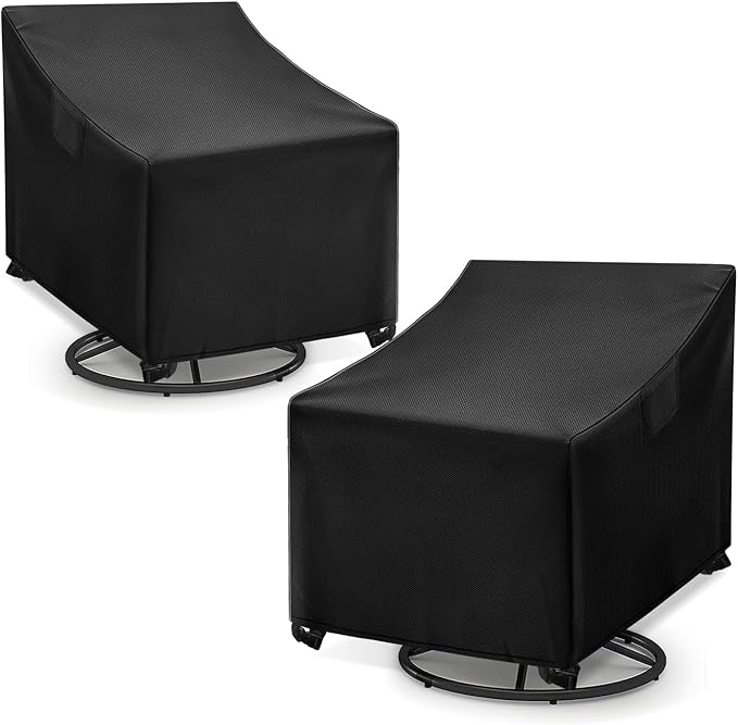 WLEAFJ Outdoor Swivel Chair Covers, Waterproof Heavy Duty Patio Rocking Furniture Covers, Black, 2 Pack - 30" W x 34" D x 38.5" H