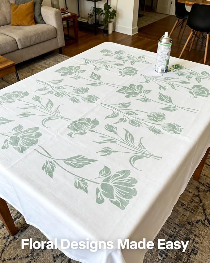 10"x14" Large Flower Stencils for Painting on Walls, Reusable 3PCS Flower Stencil for Garden Fence, Floral Stencil Kit for Wood Fabrics Furniture