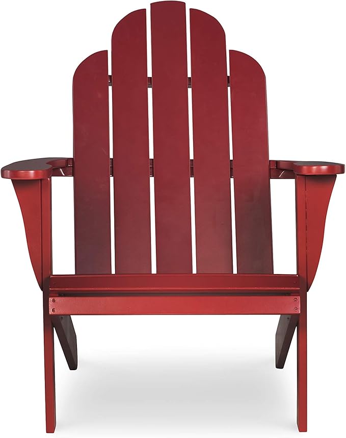 Linon Red Adirondack Chair, 30.4" W x 37.6" D x 37.8" H