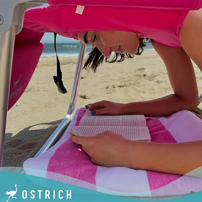 Ostrich Deltess 3 in 1 Portable Chair Cooler Bag & Reclining Lounger, Pink