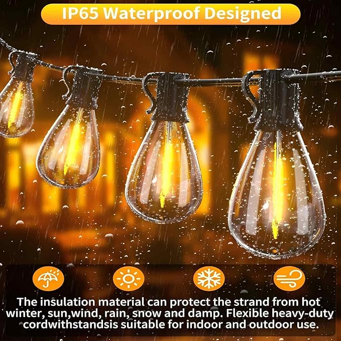 smareal 200FT Outdoor String Lights, LED Patio Lights with 62 Shatterproof S11 Edison Bulbs, Ultra Long Waterproof Hanging Lights for Backyard Deck Porch Party Decor Commercial Use 2700K