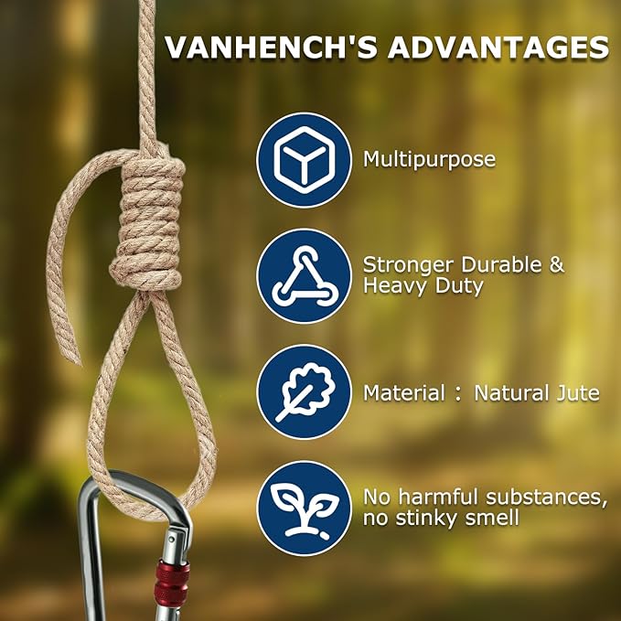 Vanhench Jute String Rope 10mm X 50 Feet, Heavy Duty and Thick Twine Rope for Crafts Projects, Gardening, Bundling, Cat Scratcher Scratching Post Tree Gift Wrapping Arts & Crafts Christmas Decoration