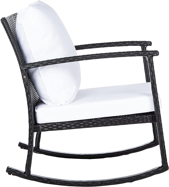 SAFAVIEH Outdoor Collection Daire Black/White Cushion Rocking Chair PAT7721A