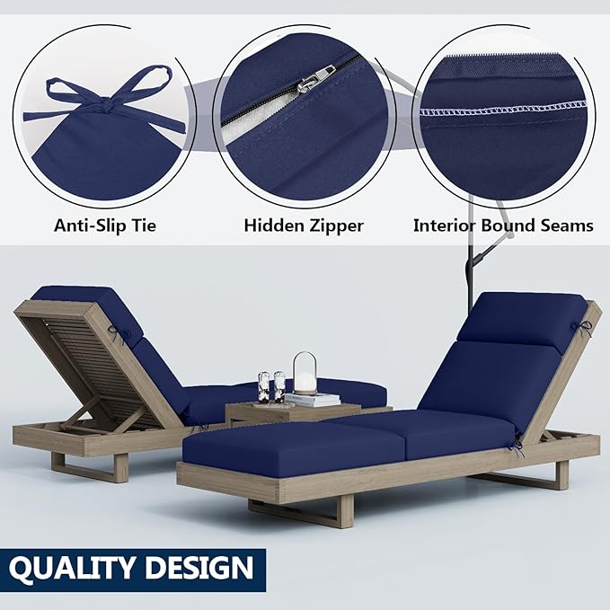 Chaise Lounge Cushions Outdoor, 72 x 21 x 4 Inch Lounge Chair Cushions for Outdoor Furniture - Waterproof Lounge Patio Replacement Cushion, 4In Fade-Resistant ThickPatio Chaise Lounge Cushion