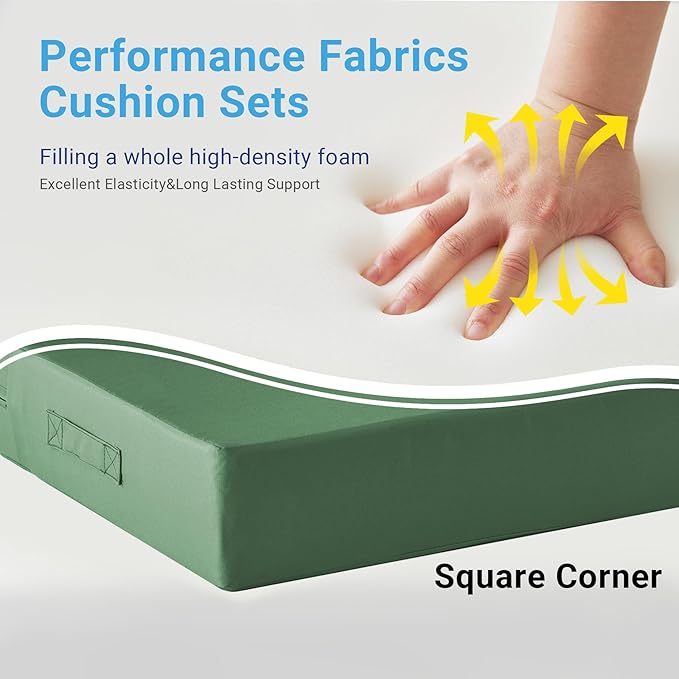 Outdoor Cushions for Patio Furniture,Outdoor Seat Cushion Set 24 x 24 x 4 Inch,Waterproof & Fade Resistant Outdoor Chair Cushions,Deep Patio Chair Cushion with Removable Cover,ForestGreen
