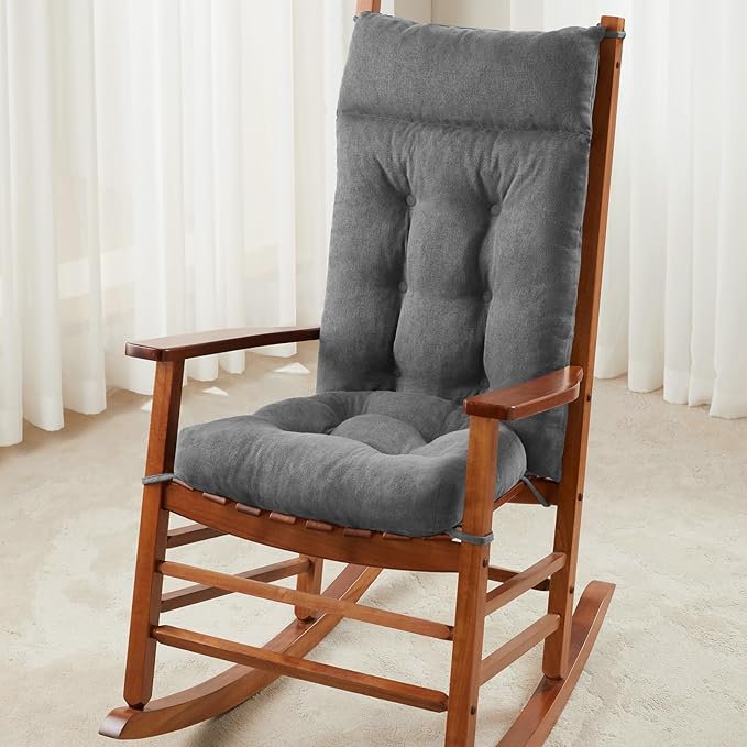 Rocking Chair Cushions Outdoor & Indoor, Patio Glide Porch Outdoor Rocking Chair Cushions Set of 2 with Ties, Seat & Back Cushion for Rocker