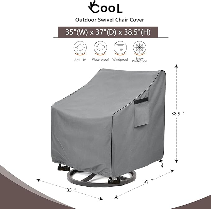 okcool Patio Swivel Chair Cover 4 Pack,Waterproof Heavy Duty Outdoor Chair Covers,Outdoor Swivel Chair Cover for Patio Furniture Covers(35 W x 37 D x 38.5 H inches),Grey