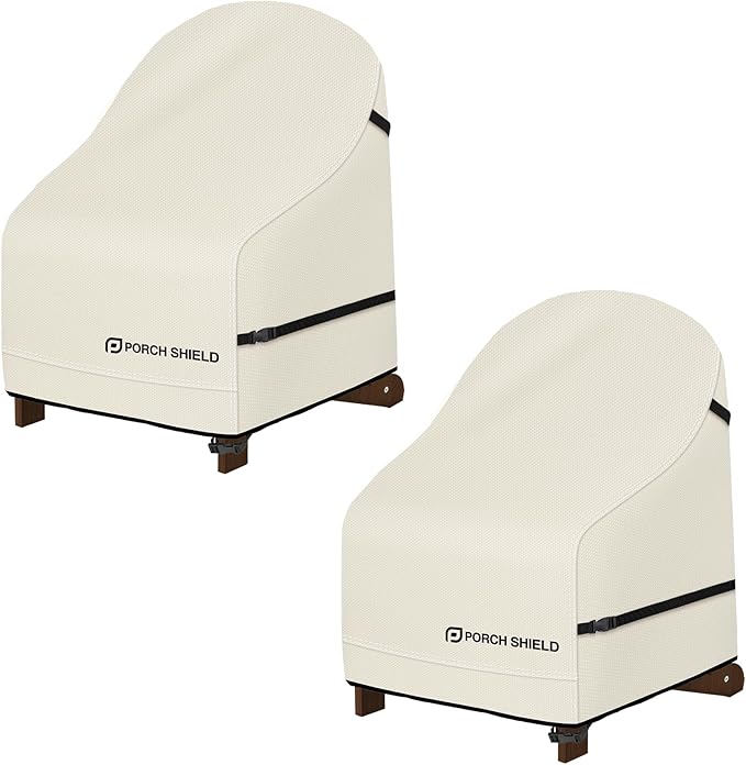 Porch Shield Waterproof Patio Adirondack Chair Cover 2 Pack Fits Outdoor Chairs 32W x 34D x 36H inch, Beige