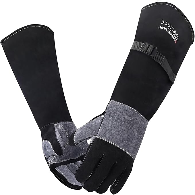 ARCCAPTAIN 24 inches Leather Welding Gloves - Bite Proof Animal Handling, Heat/Fire Resistant for Reptile, Dog, Falcon, Stick, Mig, Forge, Grill, Fireplace
