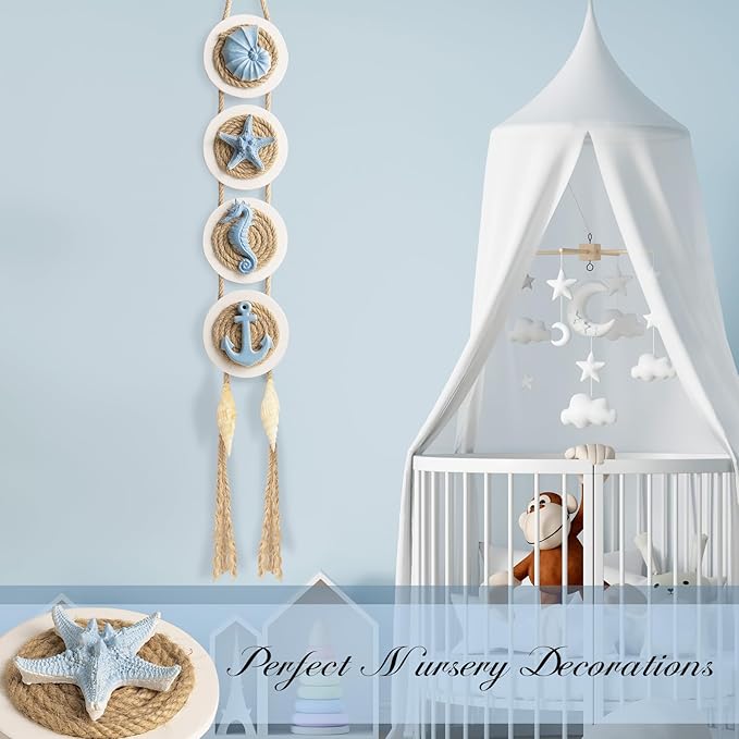flangairy Coastal Wall Decor 3d Seashell Starfish Conch Wall Hanging Beach Nautical Ocean Theme Bathroom Home Decorations Sea Shell Art