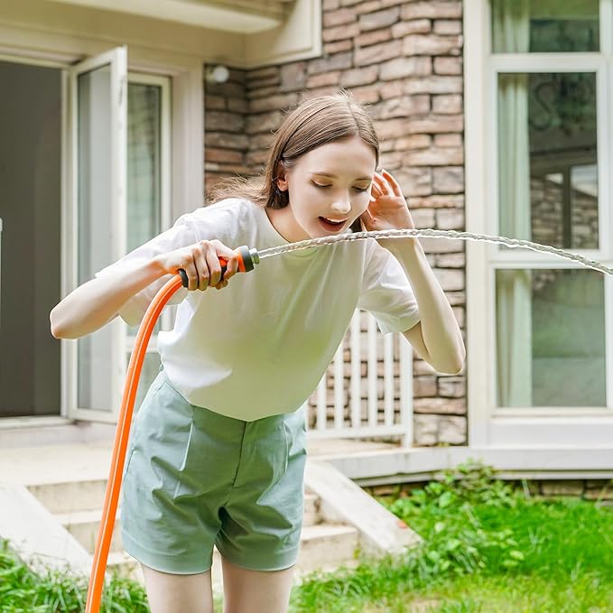 Fevone 12 ft Kink Free Garden Hose with Swivel Handle, All Weather Flexible, Heavy-Duty & Durable, Leak-Free Connection