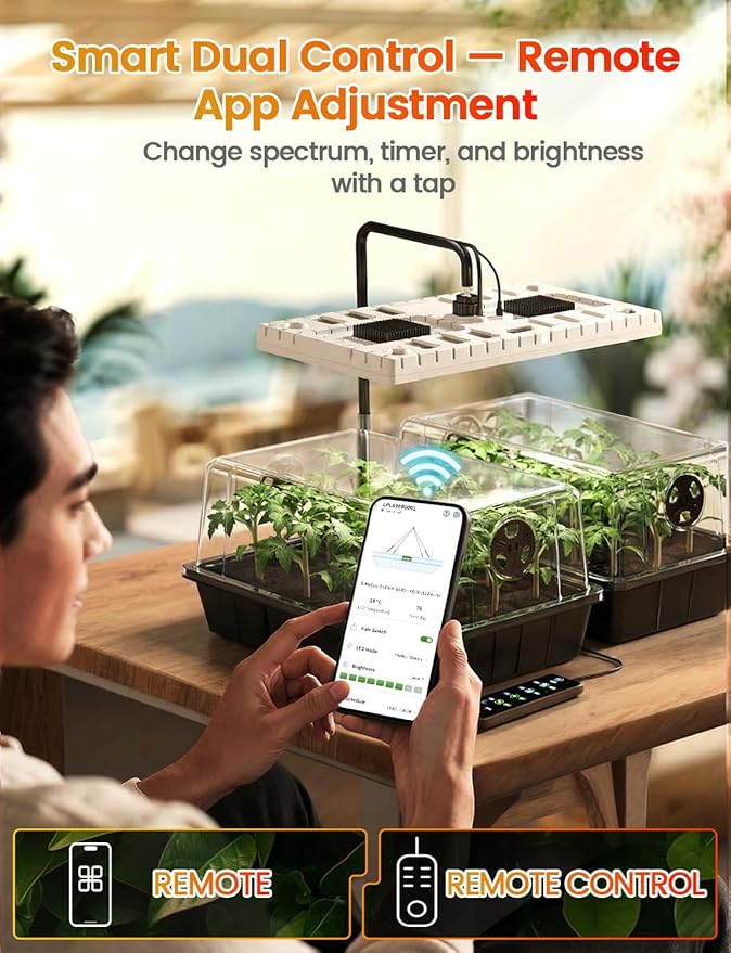 48W Full Spectrum LED Grow Light Seed Starter Kit, 80-Cell Tray with 30W Heating Mat & Adjustable Dome, Waterproof Germination System for Healthy Indoor Seedlings