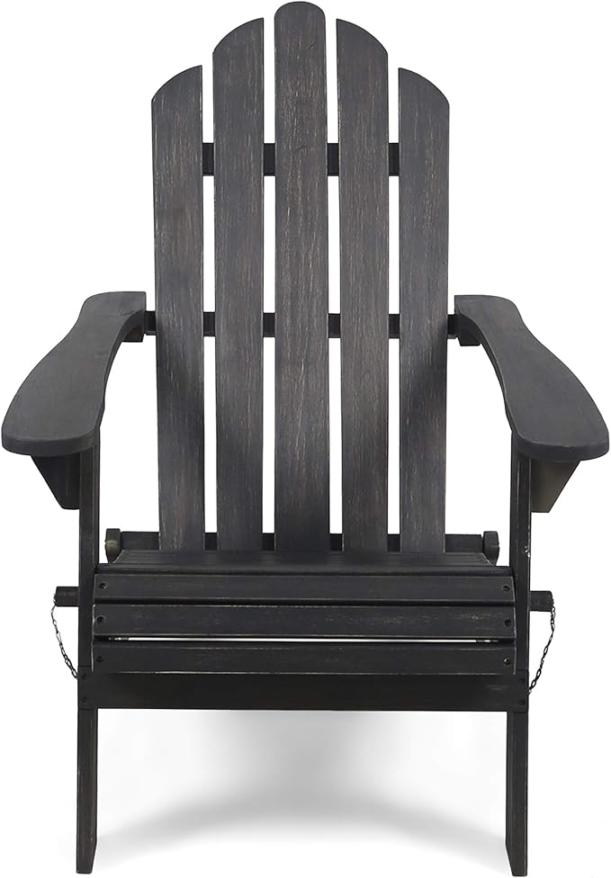 Christopher Knight Home Cara Outdoor Foldable Acacia Wood Adirondack Chair, Dark Gray Finish