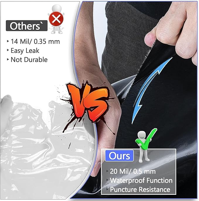 ToLanbbt Pond Liner 20 x 30 Ft HDPE Pond Liners, 20 Mil UV Resistant Preformed Pond Liner Easy Cutting, Pond Liner for Natural Looking Ponds, Waterfall, Koi Pondsand Water Garden (Black)