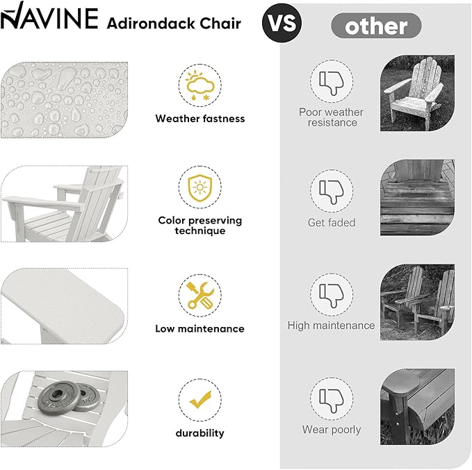 Adirondack Chair Set of 8, HDPE Folding Adirondack Chair with Multifunctional Cup Holder, Weather Resistant Fire Pit Chair for porches, patios, poolsides, Decks.