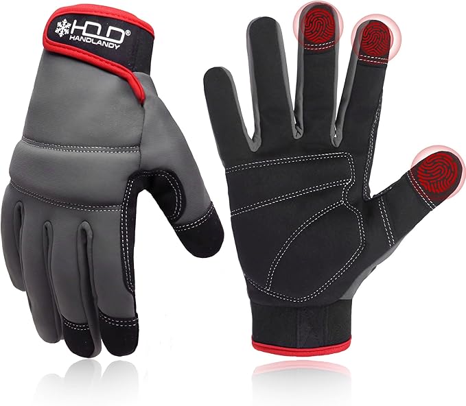 HANDLANDY Work Gloves for Men & Women, Utility Mechanic Working Gloves Touch Screen, Flexible Yard Work Gloves