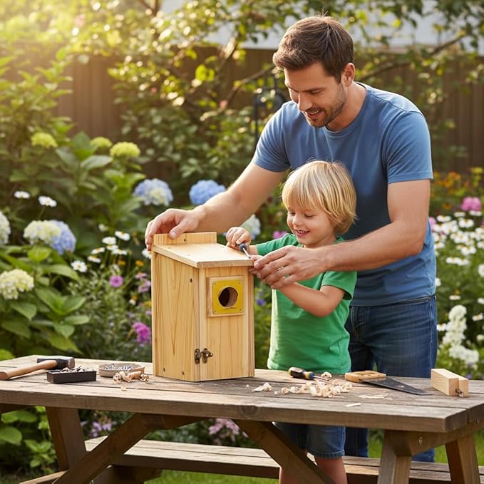 2 Pack Bird Houses for Outside Clearance with Copper Guard, Cedar Bird House Outdoor, Bluebird Finch Swallow Wren Chickadee Assembly Required,Lacquer Finished,Outdoor 5 Years Usage