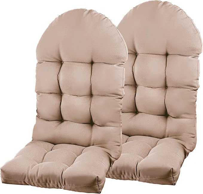 Large Adirondack Chair Cushion, Rocking Chair Cushion 50x20.8x4 inch, High Back Patio Cushions of Upper and Lower with Ties, Sunscreen and Fade-Resistant (Beige, 2)