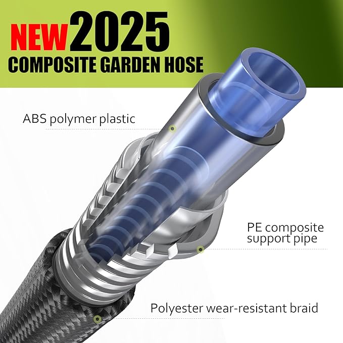 Relxitl Garden Hose, Flexible Water Hose, Ultra Lightweight Non-Expanding hose, Leak proof, Pressure Resistant for Yard, Outdoor (Green, 10FT)